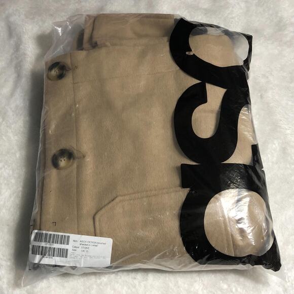 ASOS DESIGN Brushed Shacket Women's 6 Camel Beige Long Sleeve Button Closure - Picture 9 of 9